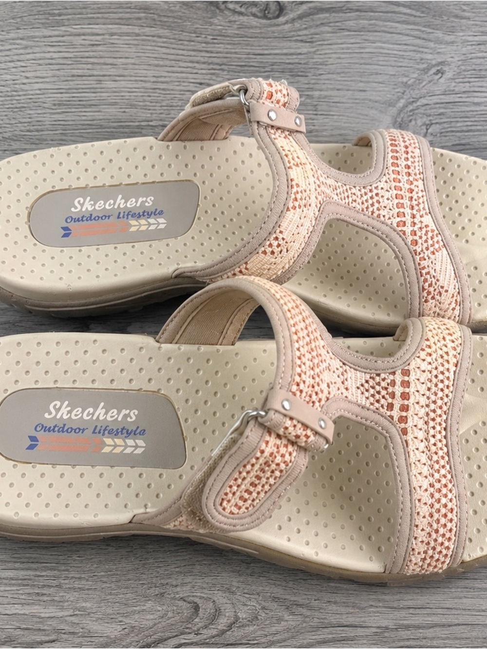 Skechers Peach Crochet Comfort Sandals for Women’s Size 7